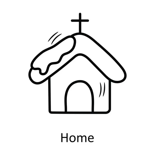 Home Vector Outline Icon Design Illustration Símbolo Natal Fundo Branco — Vetor de Stock