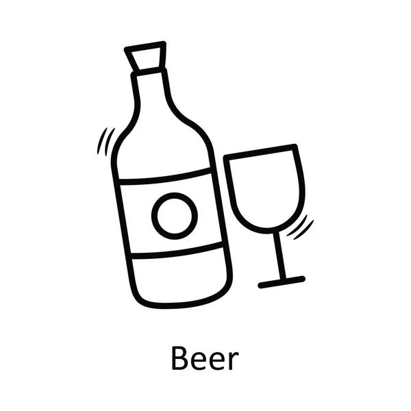 Bier Vektorumriss Icon Design Illustration Weihnachten Symbol Auf Weißem Hintergrund — Stockvektor