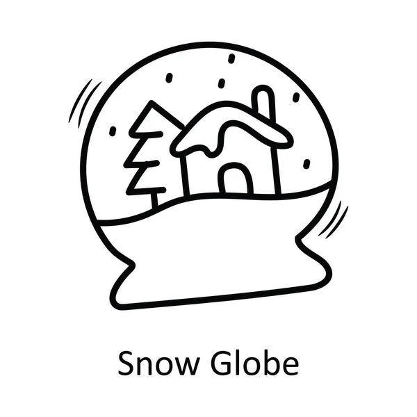 Векторный Контур Вектора Snow Globe Иллюстрация Дизайна Иконок Рождество Белом — стоковый вектор