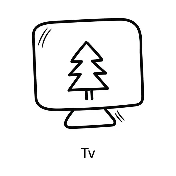 Εικονίδιο Εικονογράφηση Εικονογράφηση Διάνυσμα Τηλεόραση Χριστουγεννιάτικο Σύμβολο Λευκό Φόντο Eps — Διανυσματικό Αρχείο