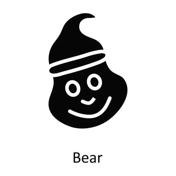 Bear Vector Solid Icon Design Illustration Christmas Symbol White Background — Stock Vector