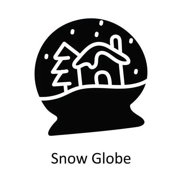 Snow Globe Διάνυσμα Στερεά Εικόνα Σχεδιασμός Εικονογράφηση Χριστουγεννιάτικο Σύμβολο Λευκό — Διανυσματικό Αρχείο