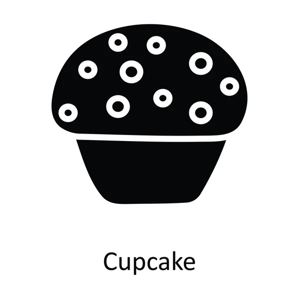Cupcake Vector Solid Icon Design Illustration Christmas Symbol White Background — Stock Vector