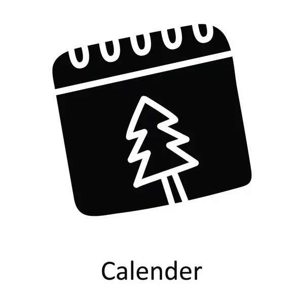Ilustracja Wektora Kalendarza Solidna Ikona Projektu Świąteczny Symbol Białym Tle — Wektor stockowy