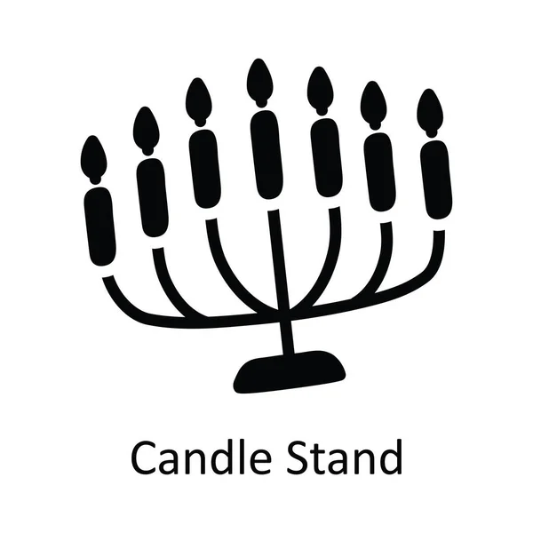 Candle Stand Vector Solid Icon Design Illustration Christmas Symbol White — Stock Vector
