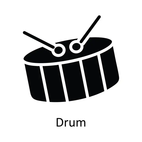 Drum Vector Solid Icon Design Illustration Símbolo Natal Fundo Branco —  Vetores de Stock
