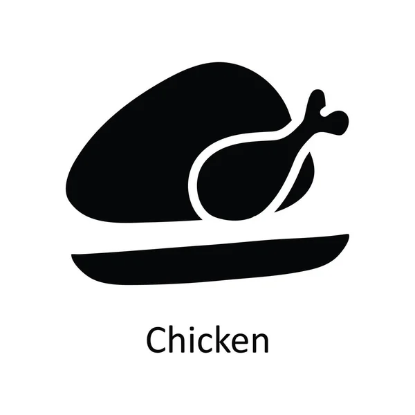Pollo Vector Sólido Icono Diseño Ilustración Símbolo Navidad Sobre Fondo — Vector de stock