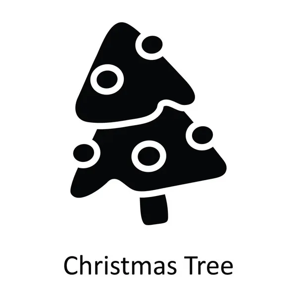 Weihnachtsbaum Vektor Solide Icon Design Illustration Weihnachten Symbol Auf Weißem — Stockvektor