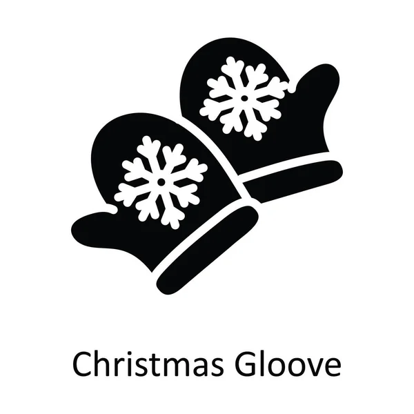 Weihnachtshandschuhe Vektor Solide Icon Design Illustration Weihnachten Symbol Auf Weißem — Stockvektor