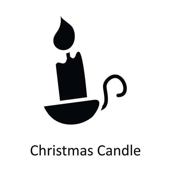 Weihnachten Kerze Vektor Solide Icon Design Illustration Weihnachten Symbol Auf — Stockvektor