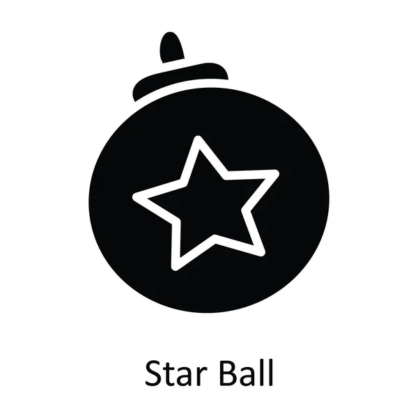 Star Ball Vector Solide Icon Design Illustration Weihnachten Symbol Auf — Stockvektor