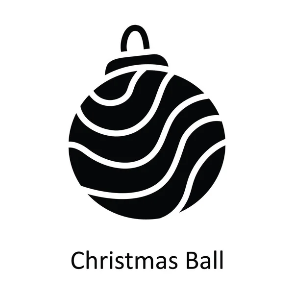Christmas Ball Vektor Solide Icon Design Illustration Weihnachten Symbol Auf — Stockvektor