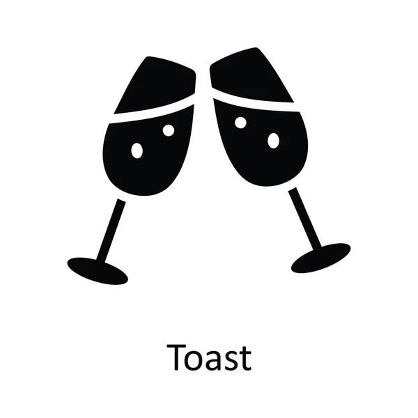 Toast Wektor Solidny Ikona Projekt Ilustracji Świąteczny Symbol Białym Tle — Wektor stockowy