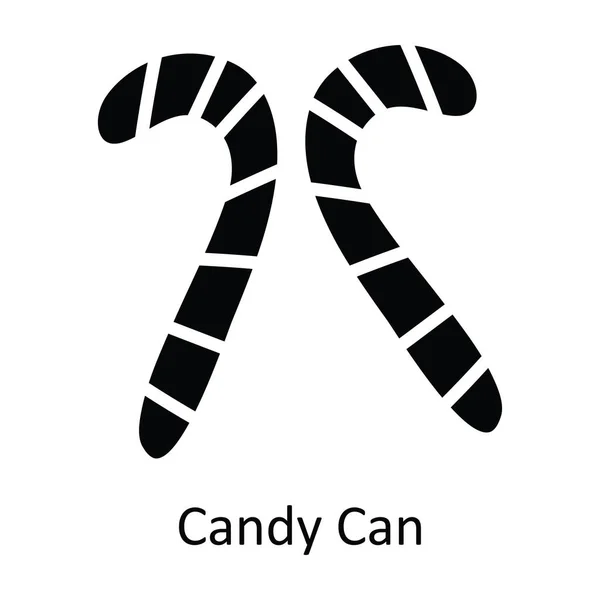 Candy Can Vector Solid Icon Ilustración Diseño Símbolo Navidad Sobre — Vector de stock