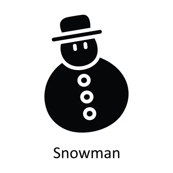 Snowman Vetor Sólido Icon Design Ilustração Símbolo Natal Fundo Branco —  Vetores de Stock