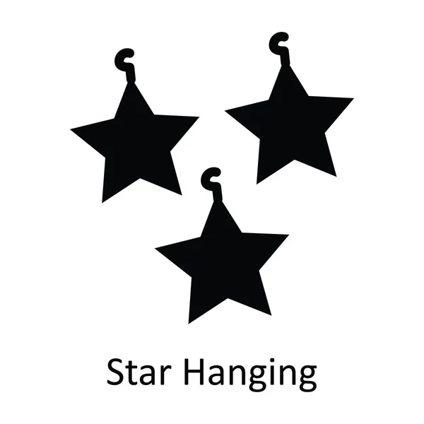 Star Hanging Vector Solid Icon Design Illustration Christmas Symbol White — Stock Vector