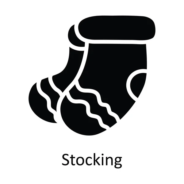 Stocking Vecteur Solide Icône Illustration Conception Symbole Noël Sur Fond — Image vectorielle