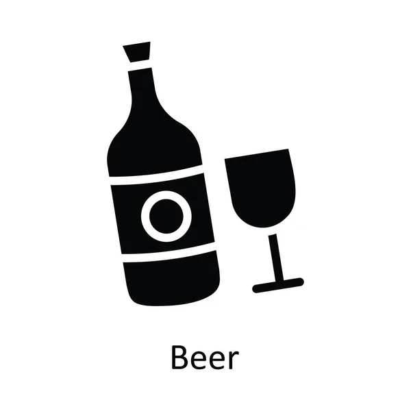 Bier Vektor Solide Icon Design Illustration Weihnachten Symbol Auf Weißem — Stockvektor