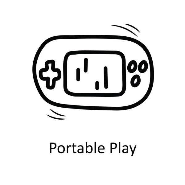 Portable Play Vector Outline Pictogram Ontwerp Illustratie Entertainment Symbool Witte — Stockvector