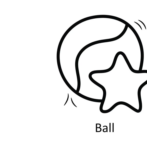Esquema Vector Bola Icono Diseño Ilustración Símbolo Entretenimiento Sobre Fondo — Vector de stock