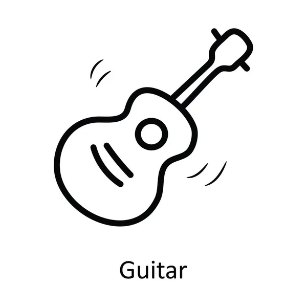 Guitare Vecteur Contour Icône Illustration Conception Symbole Divertissement Sur Fond — Image vectorielle