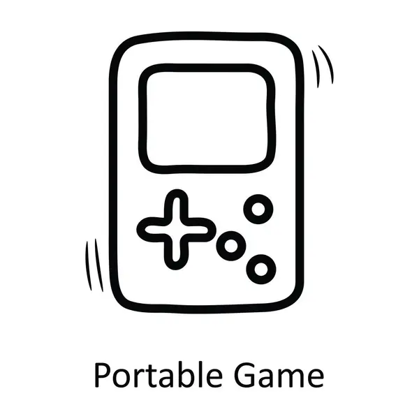 Portable Game Vector Bosquejo Icono Diseño Ilustración Símbolo Entretenimiento Sobre — Vector de stock