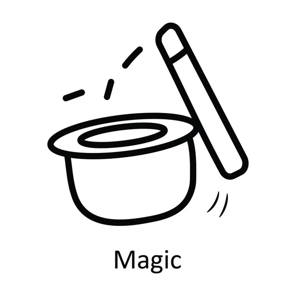 Illustrazione Magic Vector Outline Icon Design Simbolo Intrattenimento Sfondo Bianco — Vettoriale Stock