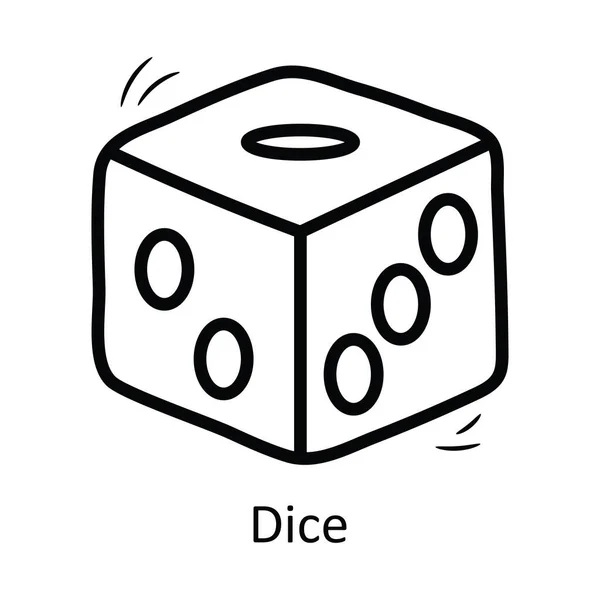 Würfelvektorumriss Icon Design Illustration Unterhaltungssymbol Auf Weißem Hintergrund Eps File — Stockvektor
