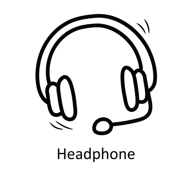 ヘッドフォンベクターアウトラインアイコンデザインイラスト ホワイトバックグラウンドのエンターテインメントシンボル Eps 10ファイル — ストックベクタ