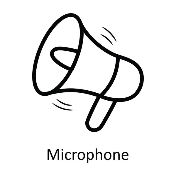 Esquema Del Vector Del Micrófono Icono Diseño Ilustración Símbolo Entretenimiento — Vector de stock