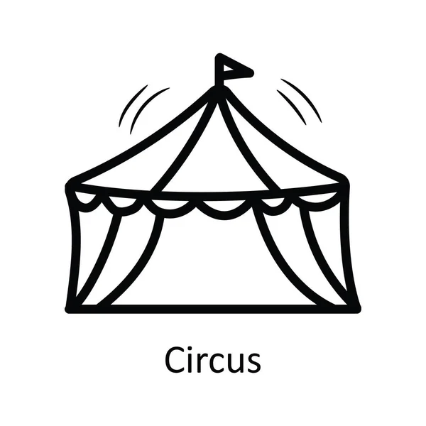 Circus Διάνυσμα Περίγραμμα Εικονίδιο Σχεδιασμός Εικόνα Σύμβολο Ψυχαγωγίας Λευκό Φόντο — Διανυσματικό Αρχείο