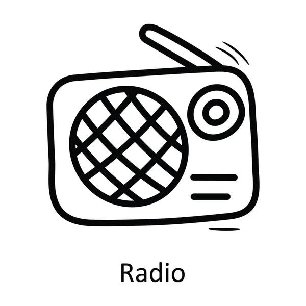 Radiovector Overzicht Pictogram Ontwerp Illustratie Entertainment Symbool Witte Achtergrond Eps — Stockvector