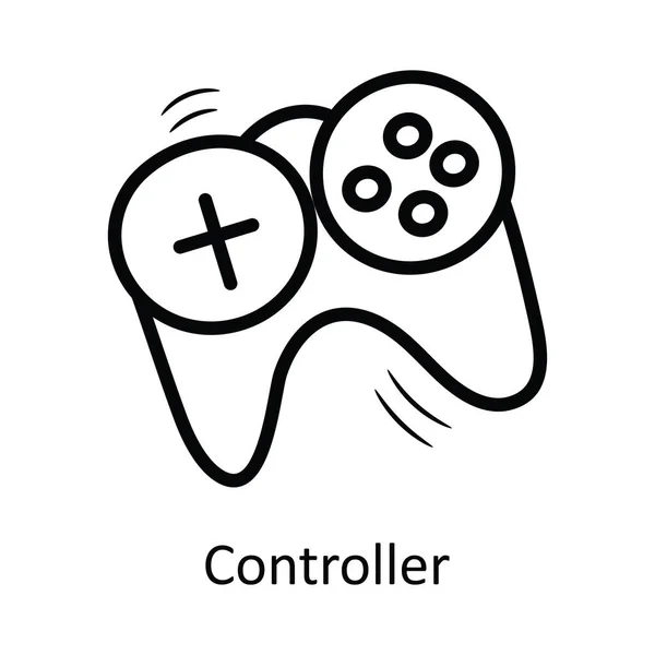 Controller Vector Outline Icon Design Illustration Símbolo Entretenimento Fundo Branco — Vetor de Stock