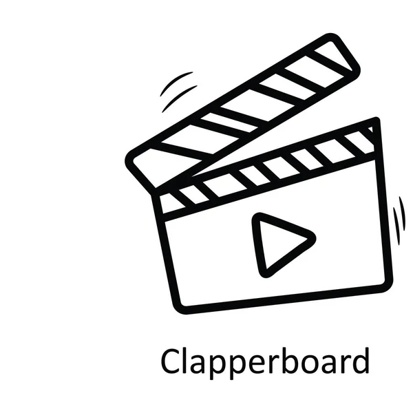 Clapperboard Vector Outline Icon Design Illustration Símbolo Entretenimento Fundo Branco — Vetor de Stock