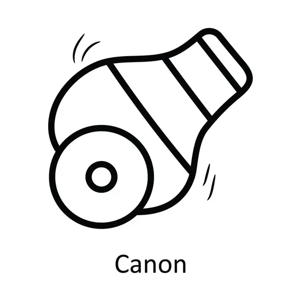 Canon Vector Bosquejo Icono Diseño Ilustración Símbolo Entretenimiento Sobre Fondo — Vector de stock