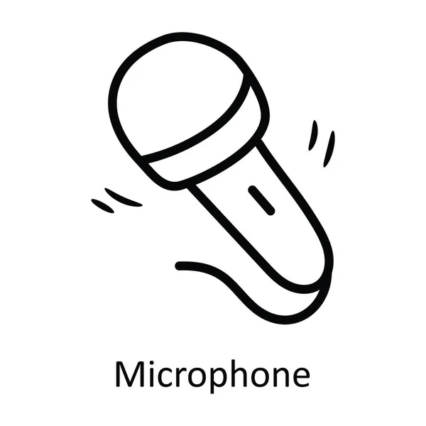 マイクロフォンベクターアウトラインアイコンデザインイラスト ホワイトバックグラウンドのエンターテインメントシンボル Eps 10ファイル — ストックベクタ