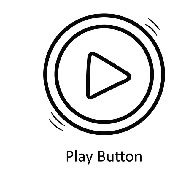 Gioca Button Vector Outline Icona Design Illustrazione Simbolo Intrattenimento Sfondo — Vettoriale Stock