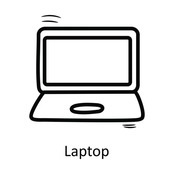 Laptop Vector Outline Icona Design Illustrazione Simbolo Intrattenimento Sfondo Bianco — Vettoriale Stock