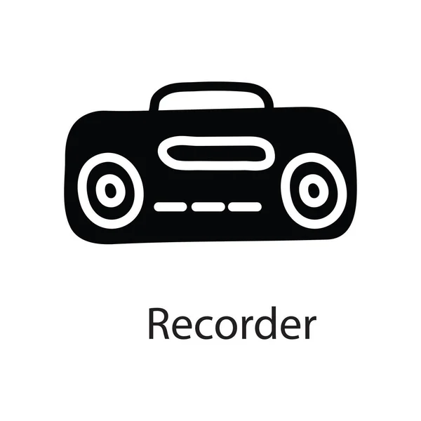 Recorder Vector Solid Icon Design Illustration Entertainment Symbol White Background — Stock Vector