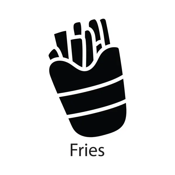 Fries Διάνυσμα Στερεά Εικόνα Σχεδιασμός Εικονογράφηση Σύμβολο Ψυχαγωγίας Λευκό Φόντο — Διανυσματικό Αρχείο