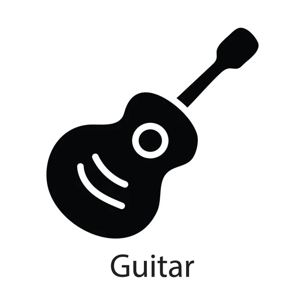 Ilustrasi Rancangan Ikon Solid Vektor Gitar Simbol Hiburan Latar Belakang - Stok Vektor
