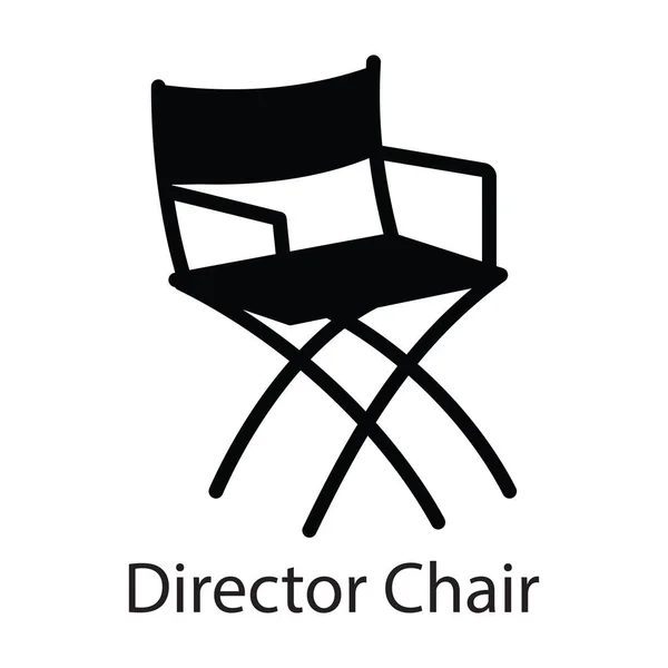 Diretora Cadeira Vetor Sólido Ícone Design Ilustração Símbolo Entretenimento Fundo — Vetor de Stock