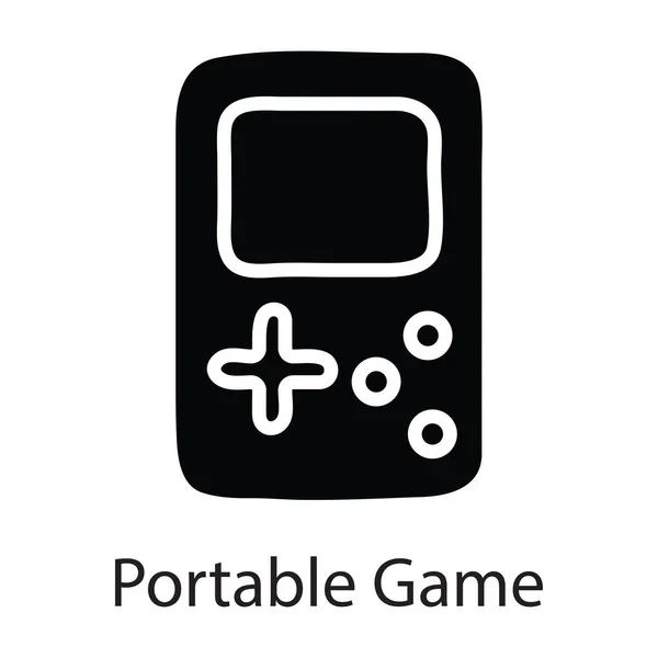 Portable Game Vector Solide Pictogram Ontwerp Illustratie Entertainment Symbool Witte — Stockvector