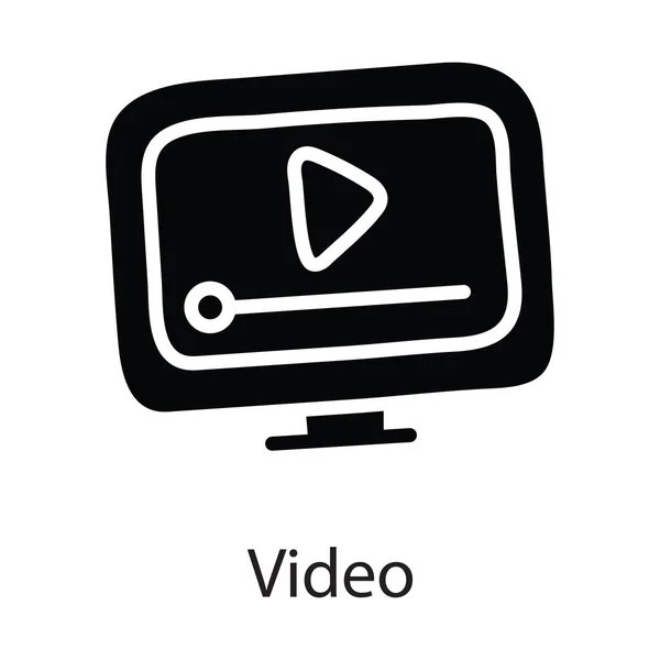 Video Vettore Solido Icona Design Illustrazione Simbolo Intrattenimento Sfondo Bianco — Vettoriale Stock