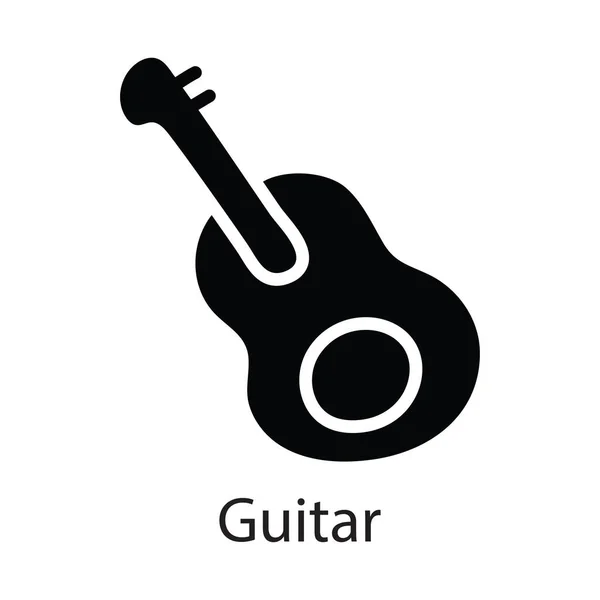Guitar Vector Solid Icon Design Illustration Unterhaltungssymbol Auf Weißem Hintergrund — Stockvektor