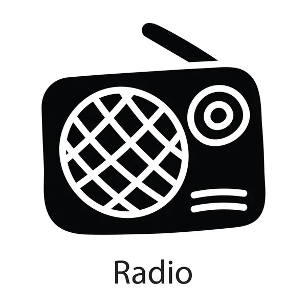 Radio Vector Solid Icon Design Illustration Entertainment Symbol White Background — Stock Vector