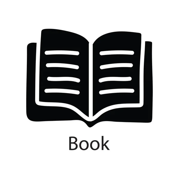 Book Vector Solid Icon Design Illustration Entertainment Symbol White Background — Stock Vector