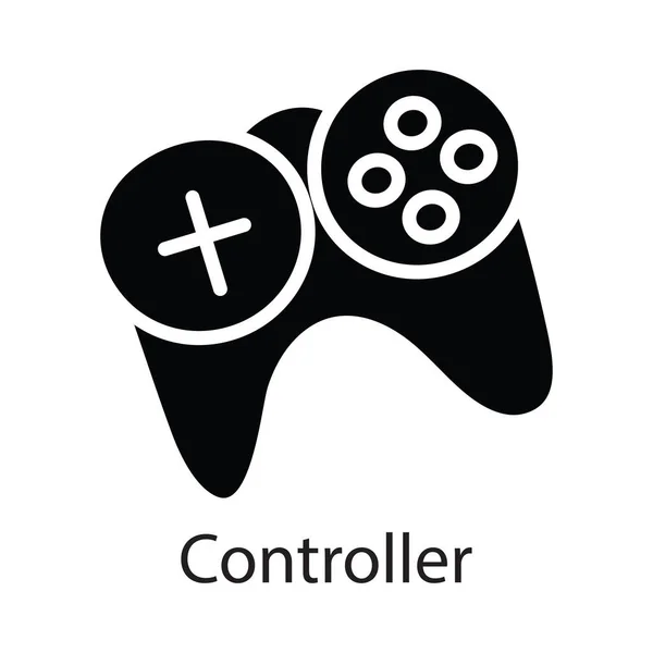Controller Vector Solid Icon Design Illustration Entertainment Symbol White Background — Stock Vector