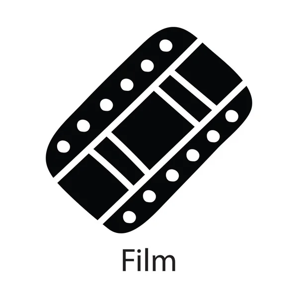 Película Vector Sólido Icono Diseño Ilustración Símbolo Entretenimiento Sobre Fondo — Archivo Imágenes Vectoriales