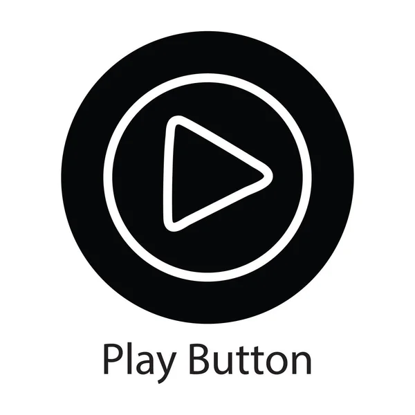 Play Button Vector Solid Icon Design Illustration Entertainment Symbol White — Stock Vector